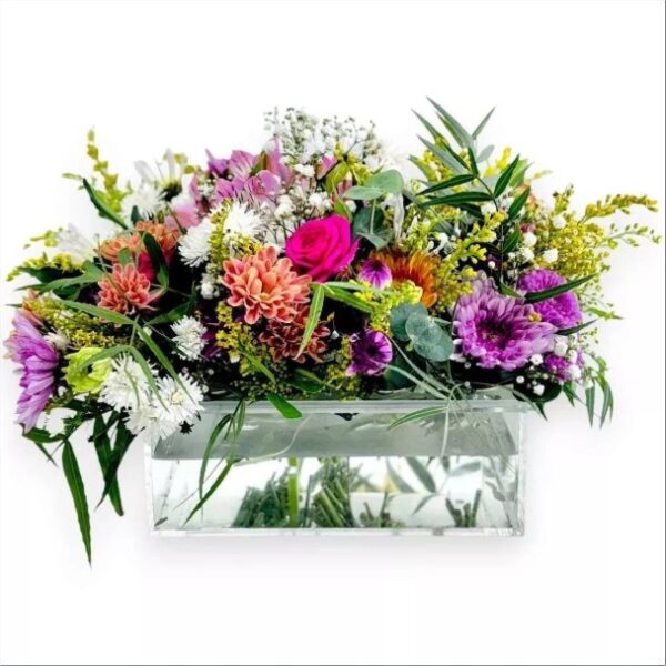 Vaso de Flores Quadrado em Acrílico transparente - 12 Furos